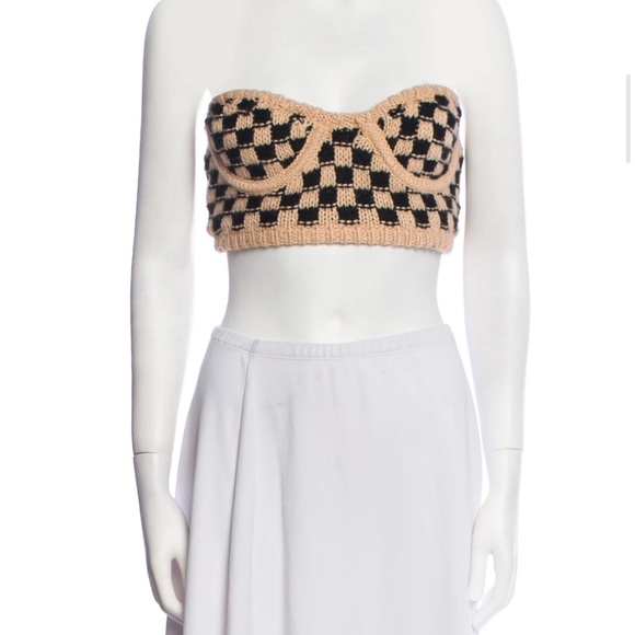 For Love & Lemons: Plaid Print strapless Crop Top - Picture 4 of 5